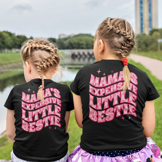Mama's Expensive Little Bestie Youth & Toddler Graphic Tee Youth Graphic Tee Tea Shirt Shoppe 2T Black