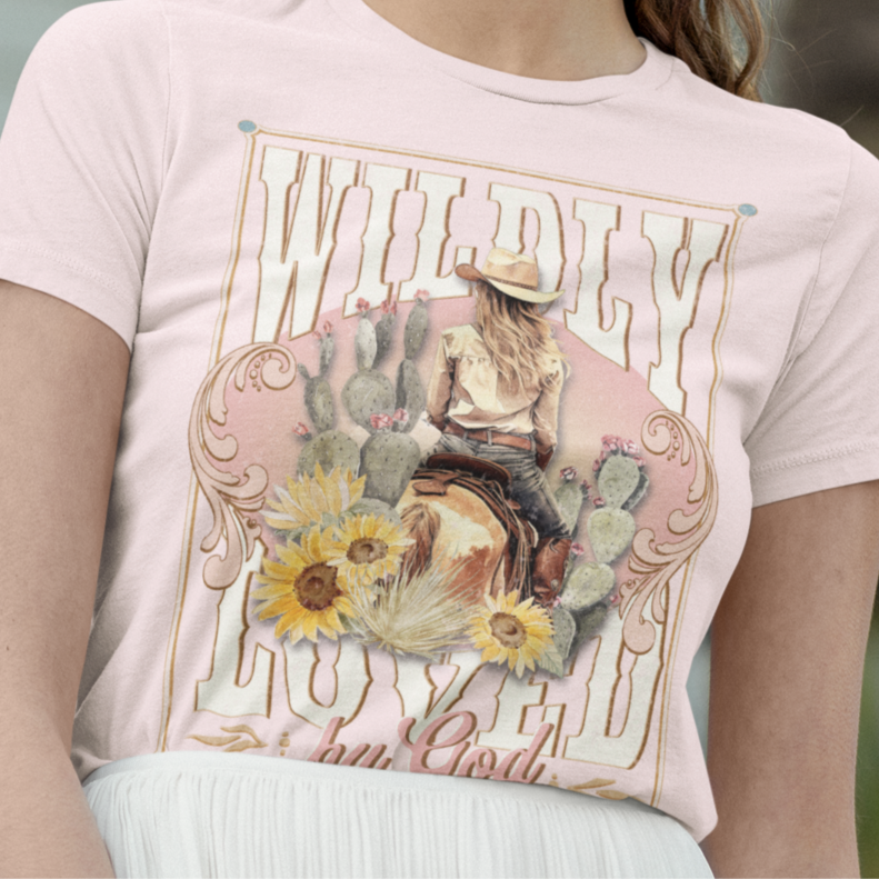 Wildy Loved by God Hot Peel Custom Full Color Ready For Press DTF Print Transfer, Direct To Film DTF Tea-Shirt Shoppe