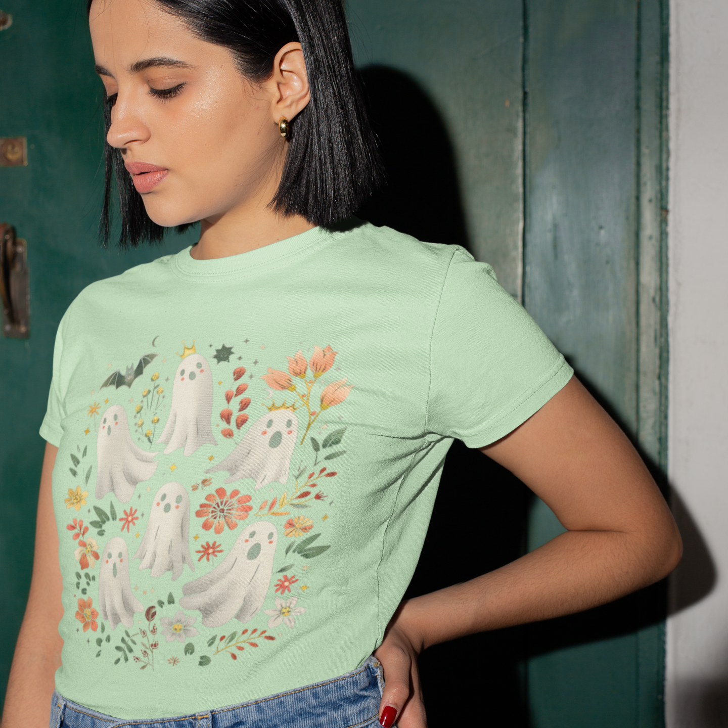 Ghost Garden Party Graphic Tee Youth Graphic Tee Tea Shirt Shoppe YS(6/8) Mint