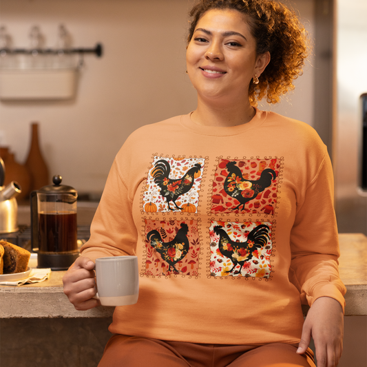 Patchwork Parade Graphic Sweatshirt Graphic Sweatshirt Tea Shirt Shoppe S Tangerine