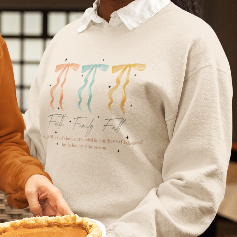 Ribboned Grace Graphic Sweatshirt Graphic Sweatshirt Tea Shirt Shoppe S Sand