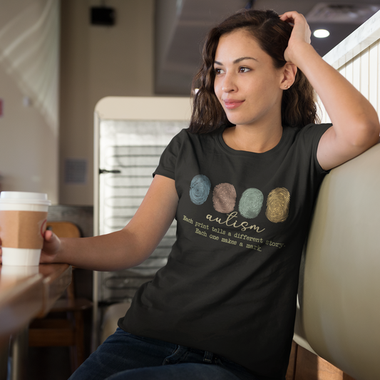Autism Awareness “Every Print Makes a Mark” Tee T-shirt Tea Shirt Shoppe S blue