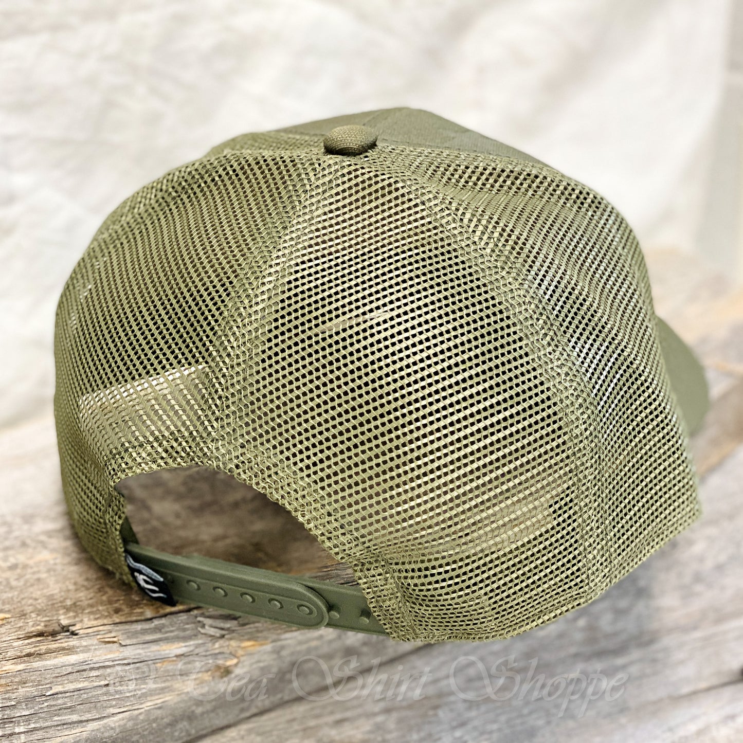 Hunter Green Debossed Stars and Stripes Mesh-Back Cap Hats Tea Shirt Shoppe