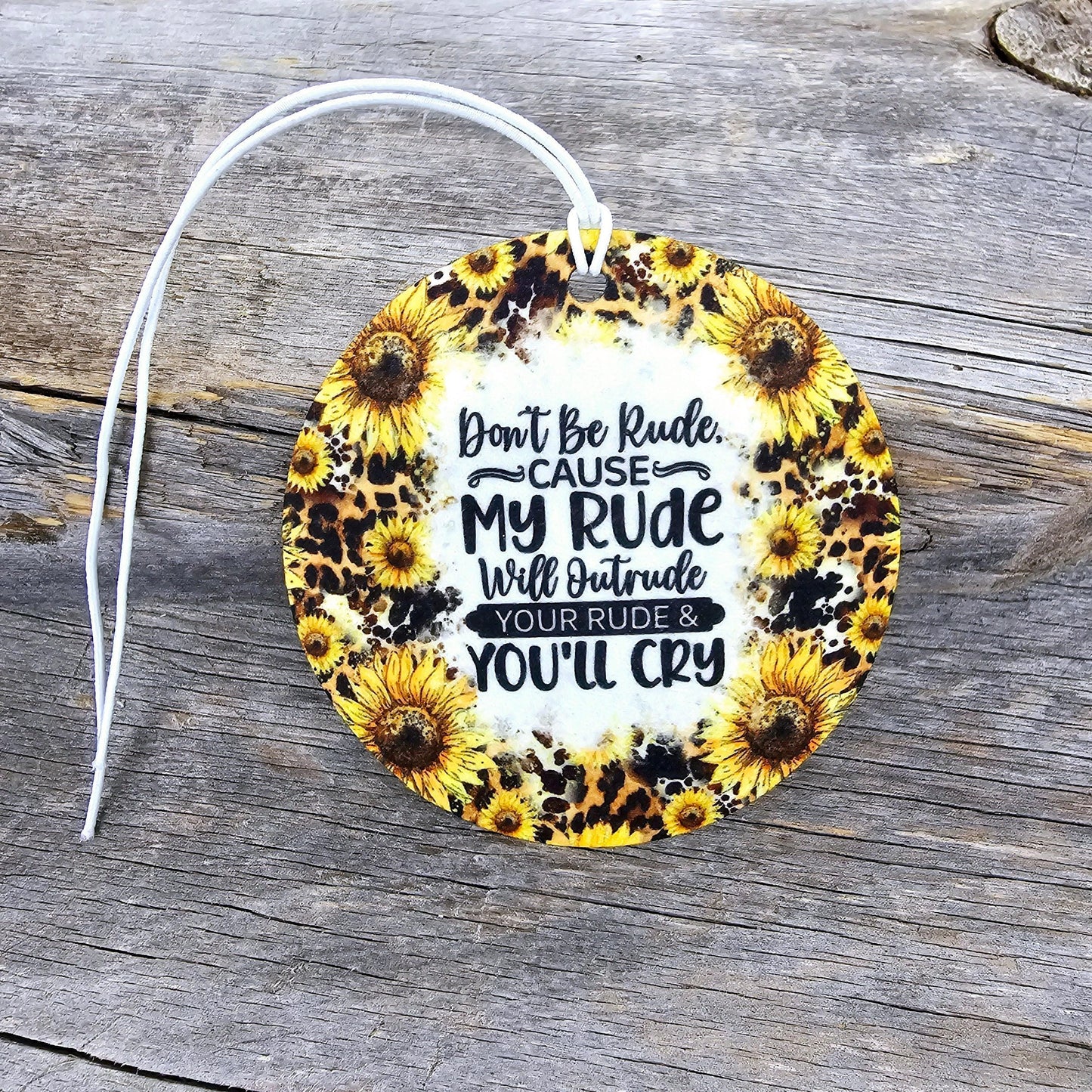 Don't Be Rude Re-Scentable Car Freshener car freshie Tea Shirt Shoppe Unscented