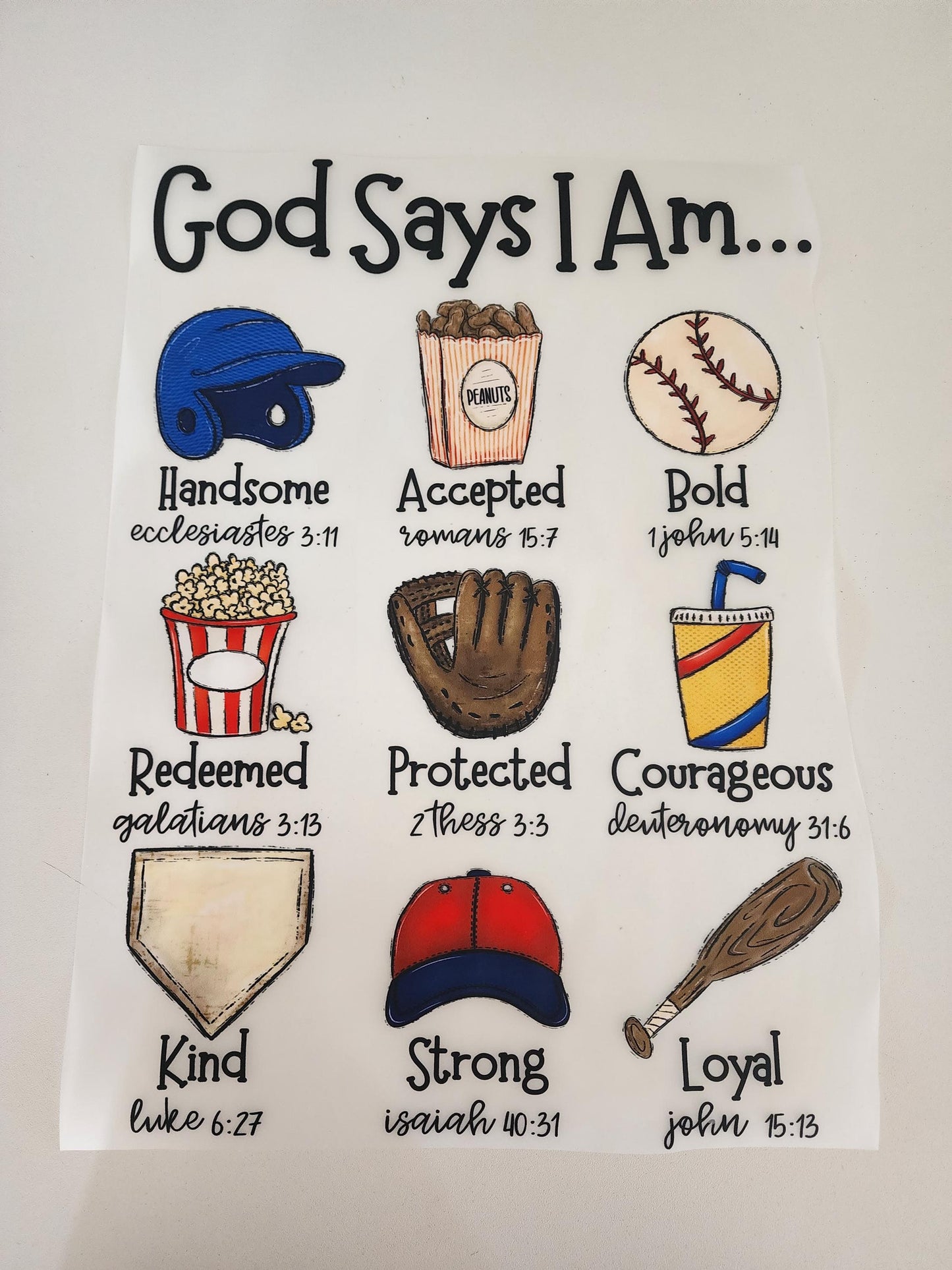 Baseball God Says I Am Full Color, Ready To Press, DTF Print, Transfer, Direct To Film Tea-Shirt Shoppe