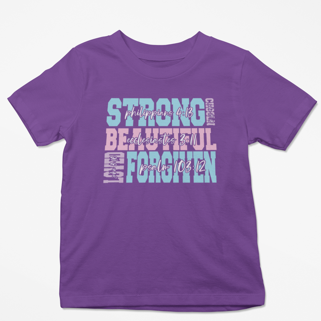 Scripture Stack Youth & Toddler Graphic Tee Youth Graphic Tee Tea Shirt Shoppe 2T Pro Purple