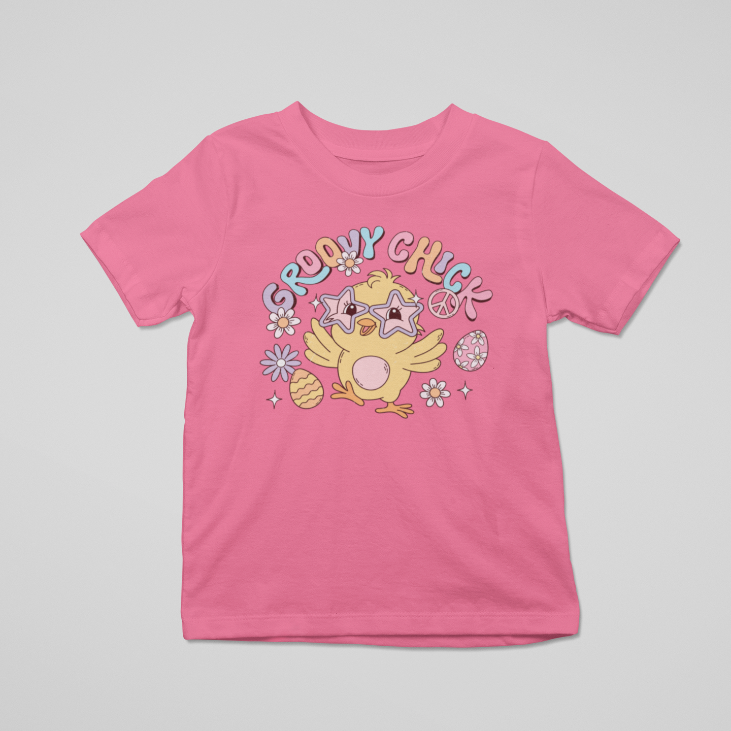 Groovy Chick Toddler/Youth Graphic Tee Youth Graphic Tee Tea Shirt Shoppe 2T Hot Pink