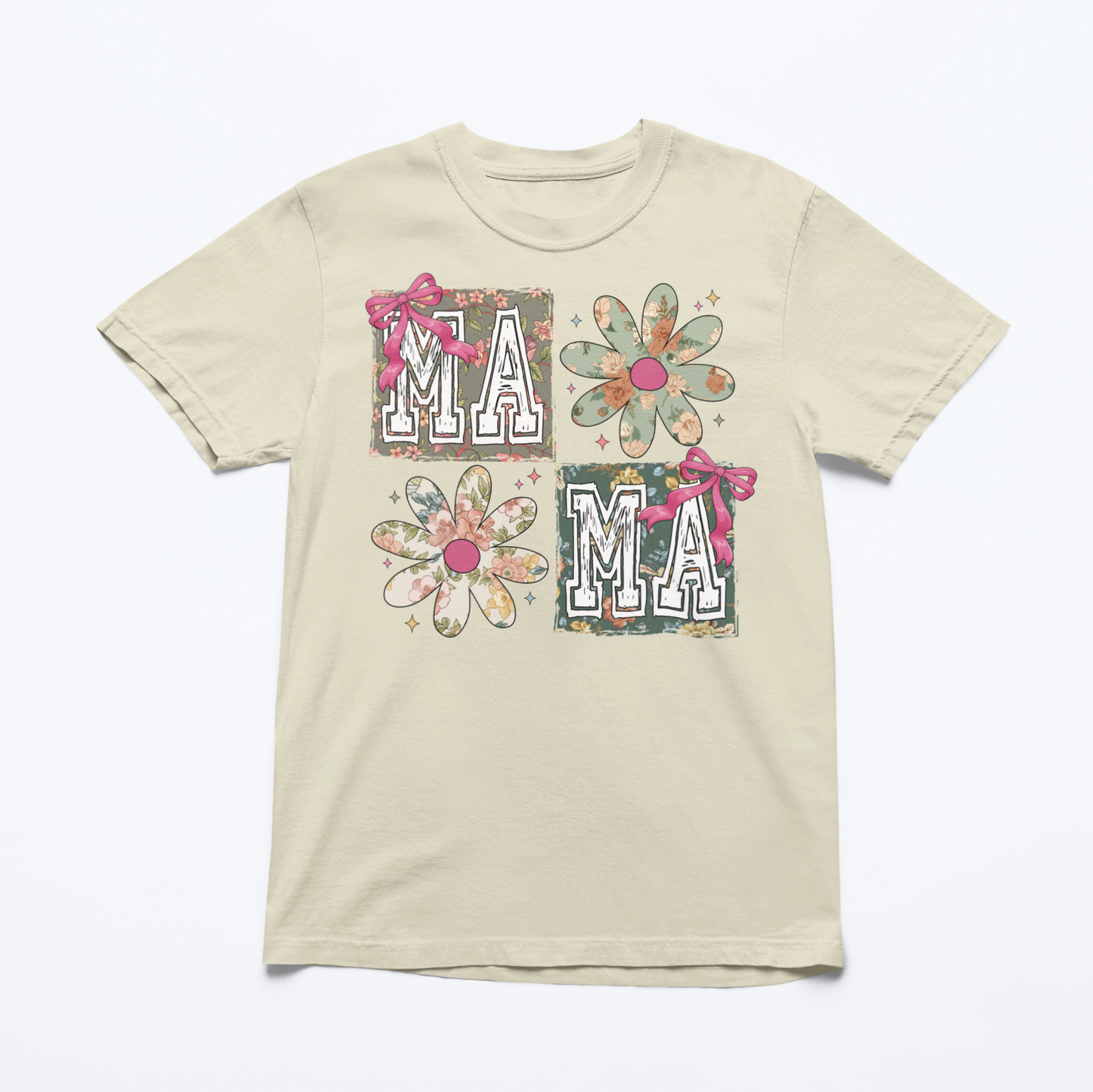 Floral Retro Mama Graphic Tee T-shirt Tea Shirt Shoppe S Sand