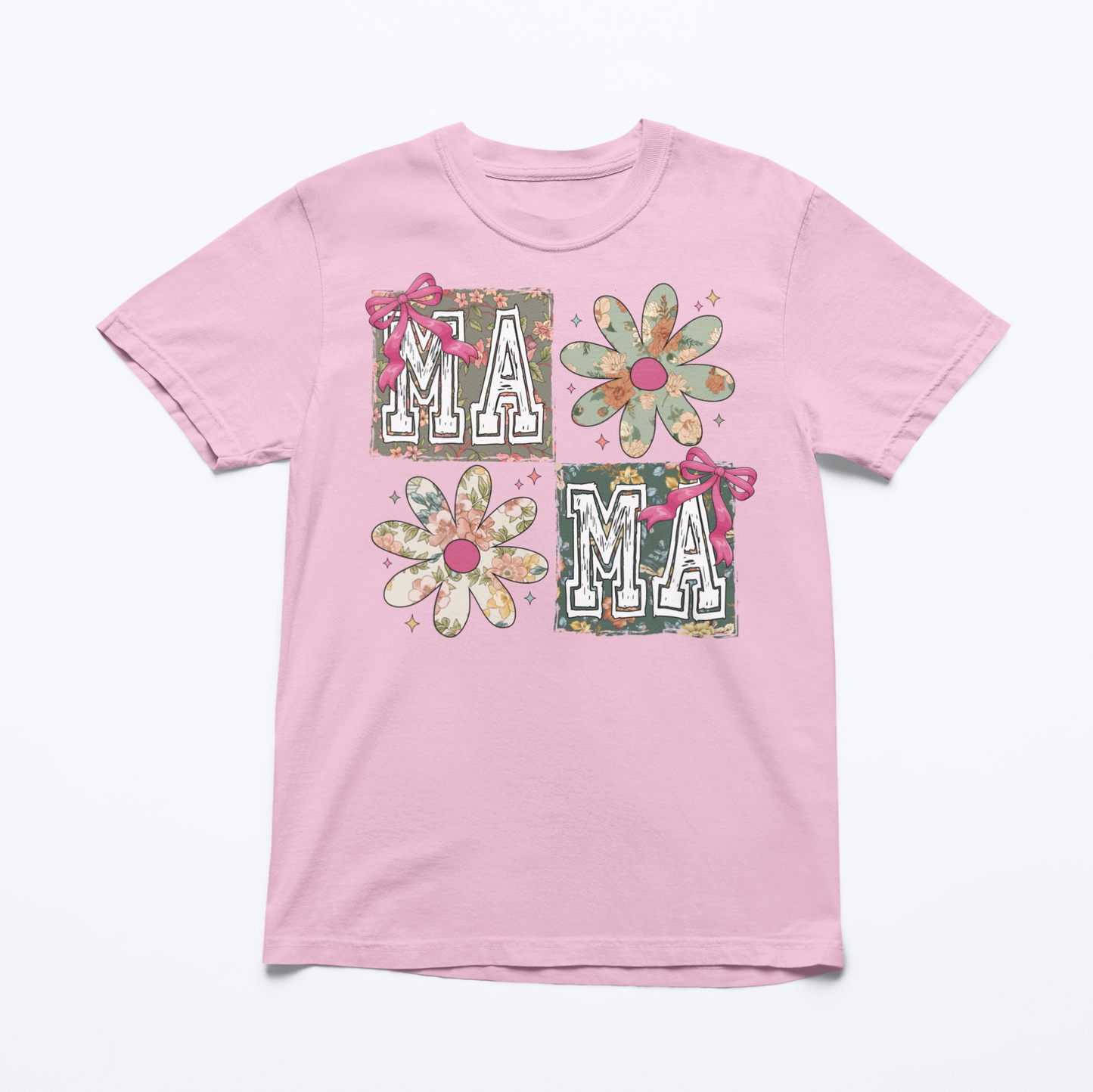 Floral Retro Mama Graphic Tee T-shirt Tea Shirt Shoppe S Light Pink