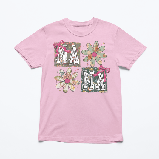 Floral Retro Mama Graphic Tee T-shirt Tea Shirt Shoppe S Light Pink