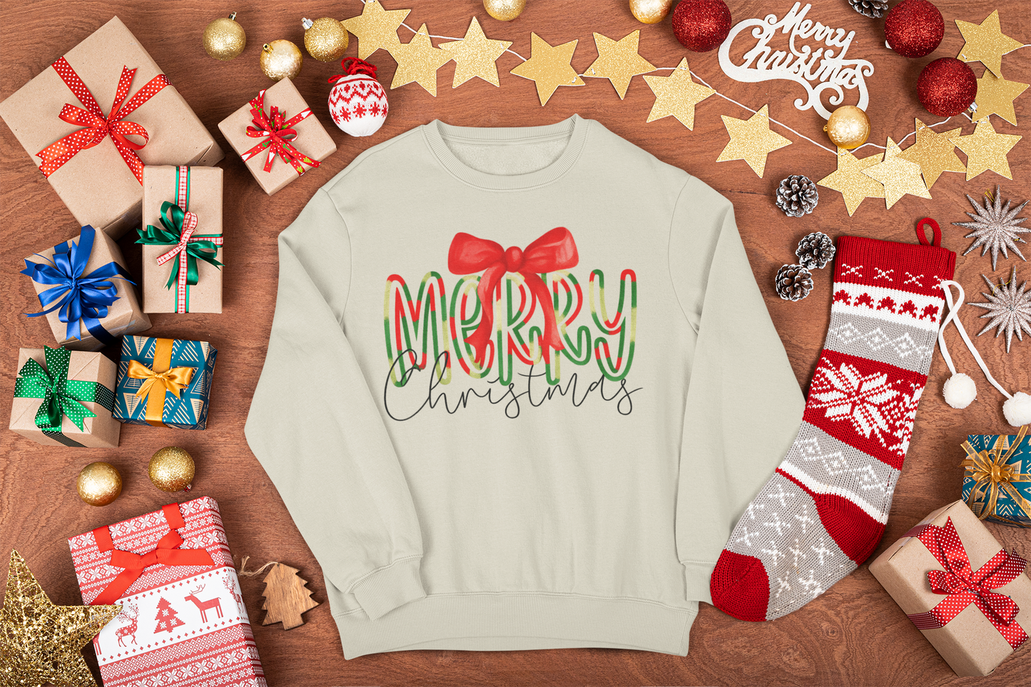 Merry Bow Christmas Graphic Sweatshirt