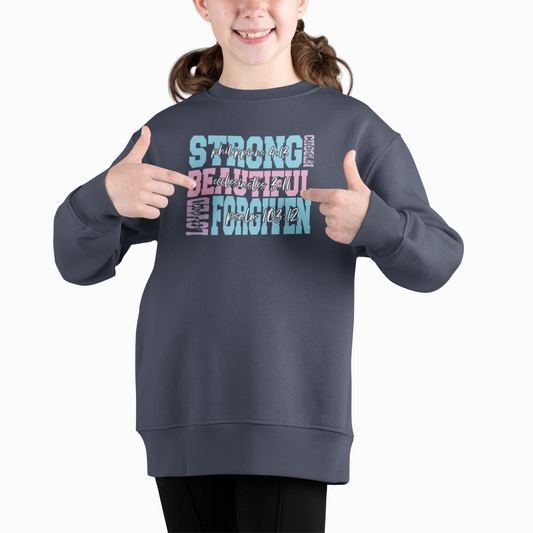 Scripture Stack Youth & Toddler Sweatshirt Youth Graphic Sweatshirt Tea Shirt Shoppe 2T Navy