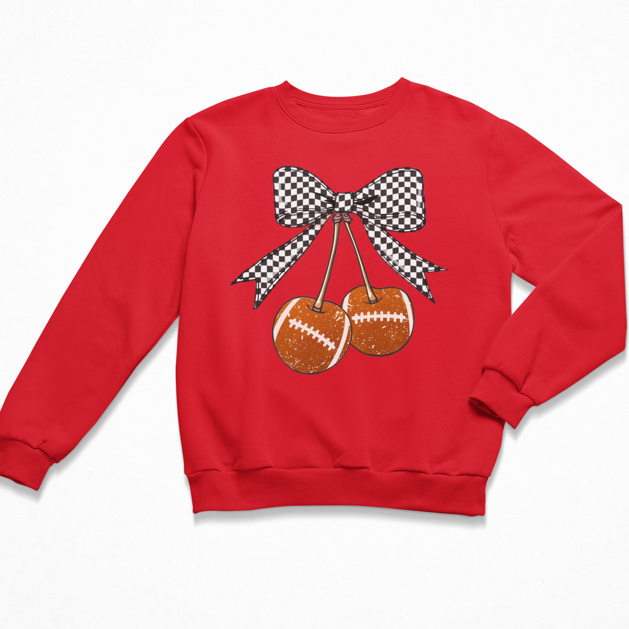 Football's, Cherries, And Bows. Oh My Graphic Sweatshirt Graphic Sweatshirt Tea Shirt Shoppe
