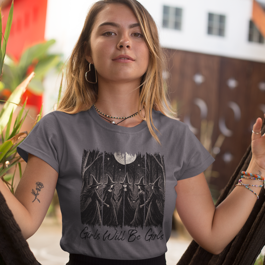 Girls Will Be Girls Graphic Tee T-shirt Tea Shirt Shoppe YS Charcoal