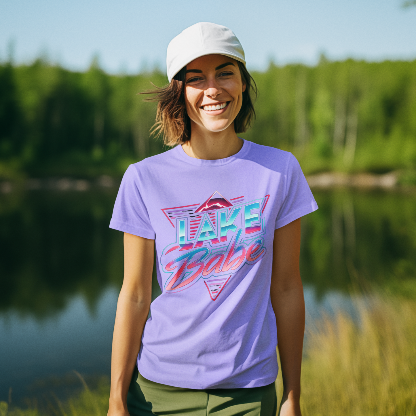 Retro Lake Babe Neon Hot Peel Custom Full Color Ready For Press DTF Print Transfer, Direct To Film Tea-Shirt Shoppe