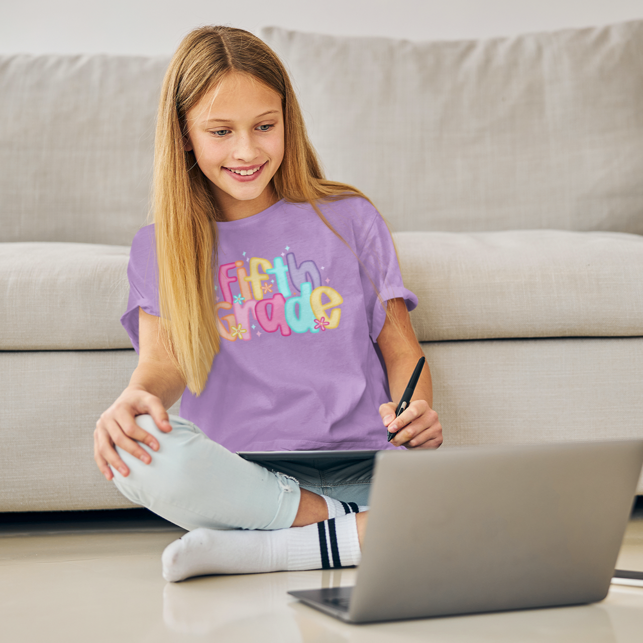 Groovy Grade Vibes Series Toddler Graphic Tee Youth Graphic Tee Tea Shirt Shoppe 5th Grade Small