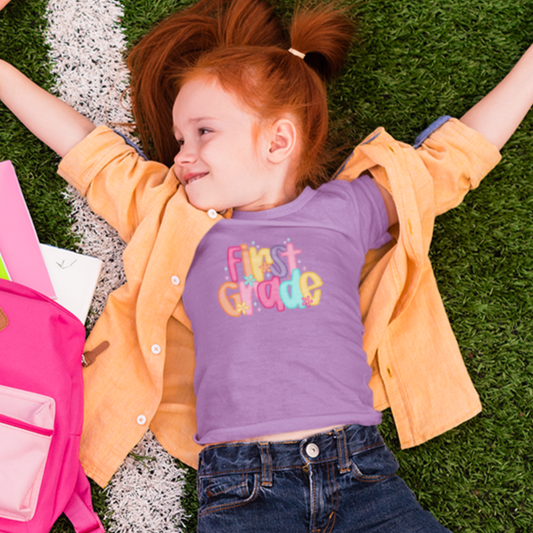 Groovy Grade Vibes Series Toddler Graphic Tee Youth Graphic Tee Tea Shirt Shoppe 1st Grade Small