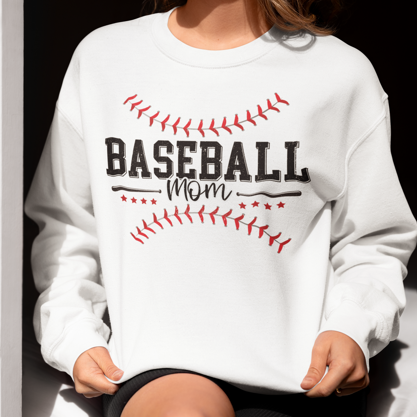 Baseball Mom Graphic Sweatshirt Graphic Sweatshirt Tea Shirt Shoppe S White