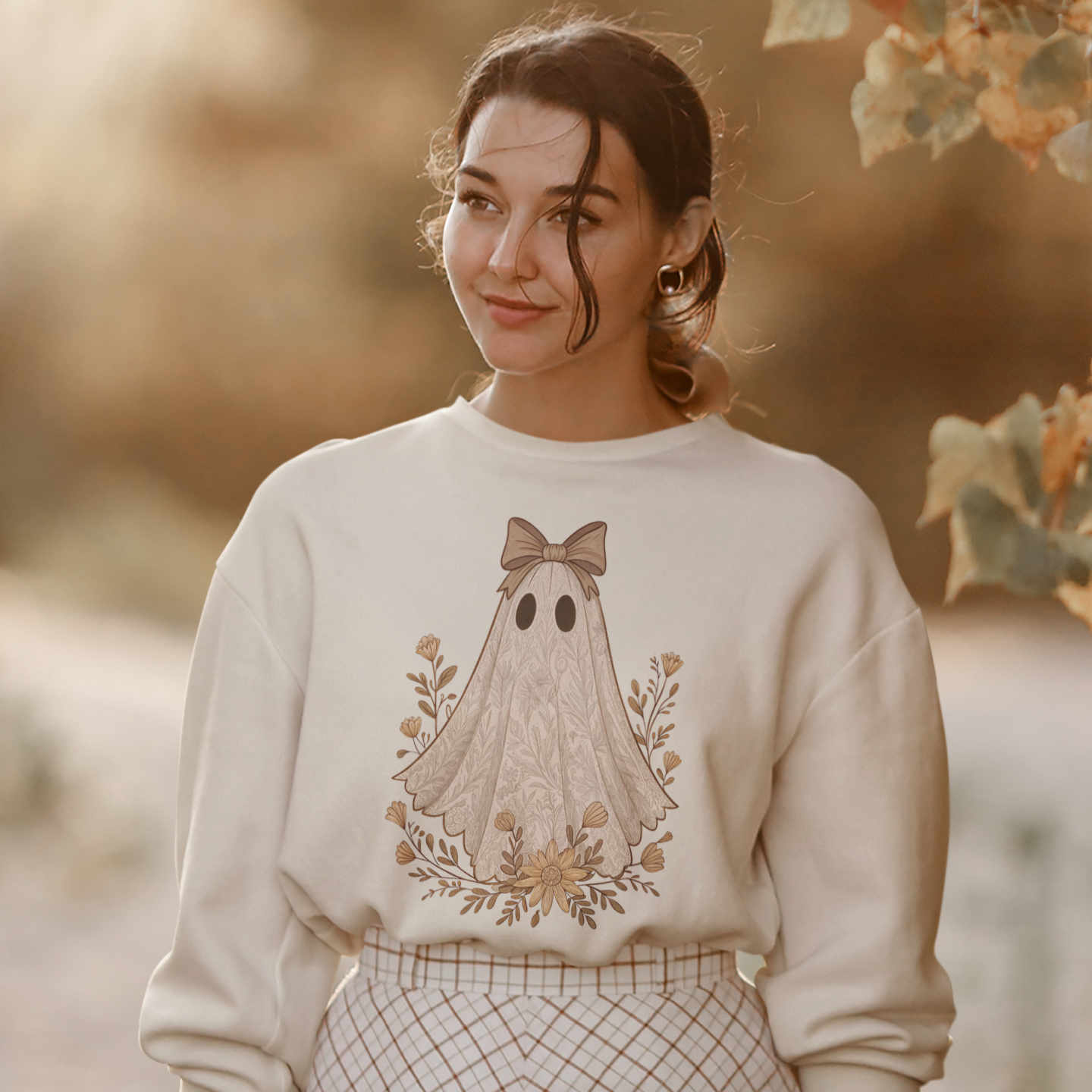 Ghostly Garden Graphic Sweatshirt Graphic Sweatshirt Tea Shirt Shoppe S Sand