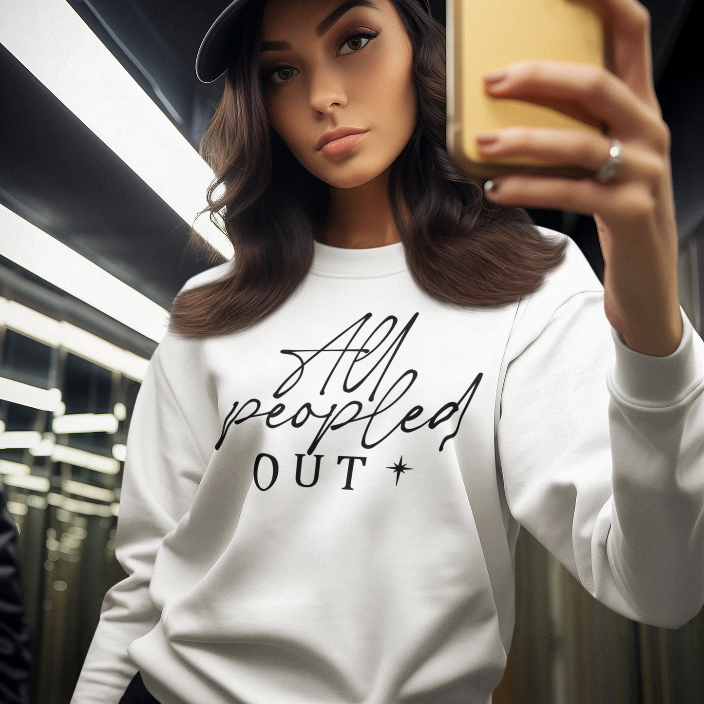 All Peopled Out Graphic Sweatshirt Graphic Sweatshirt Tea Shirt Shoppe S White