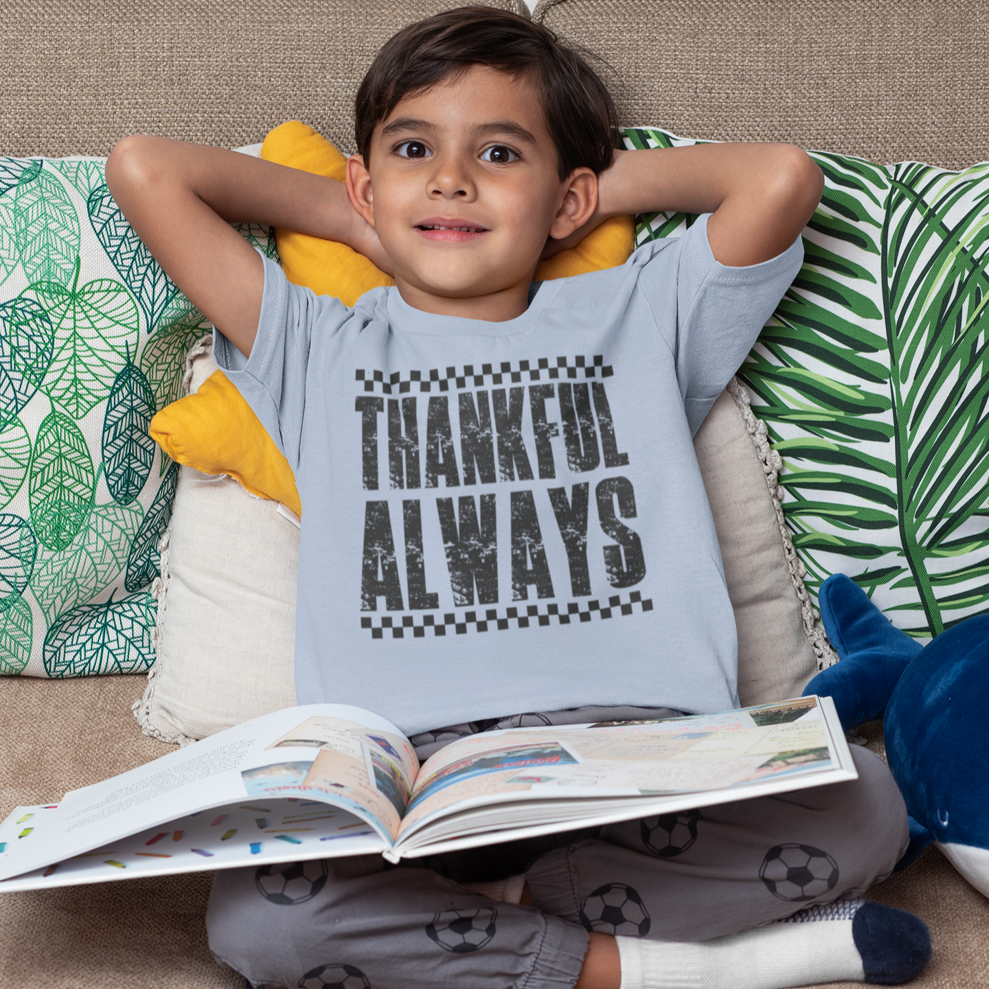 Always Thankful Youth & Toddler Graphic Tee Youth Graphic Tee Tea Shirt Shoppe 2T Light Blue