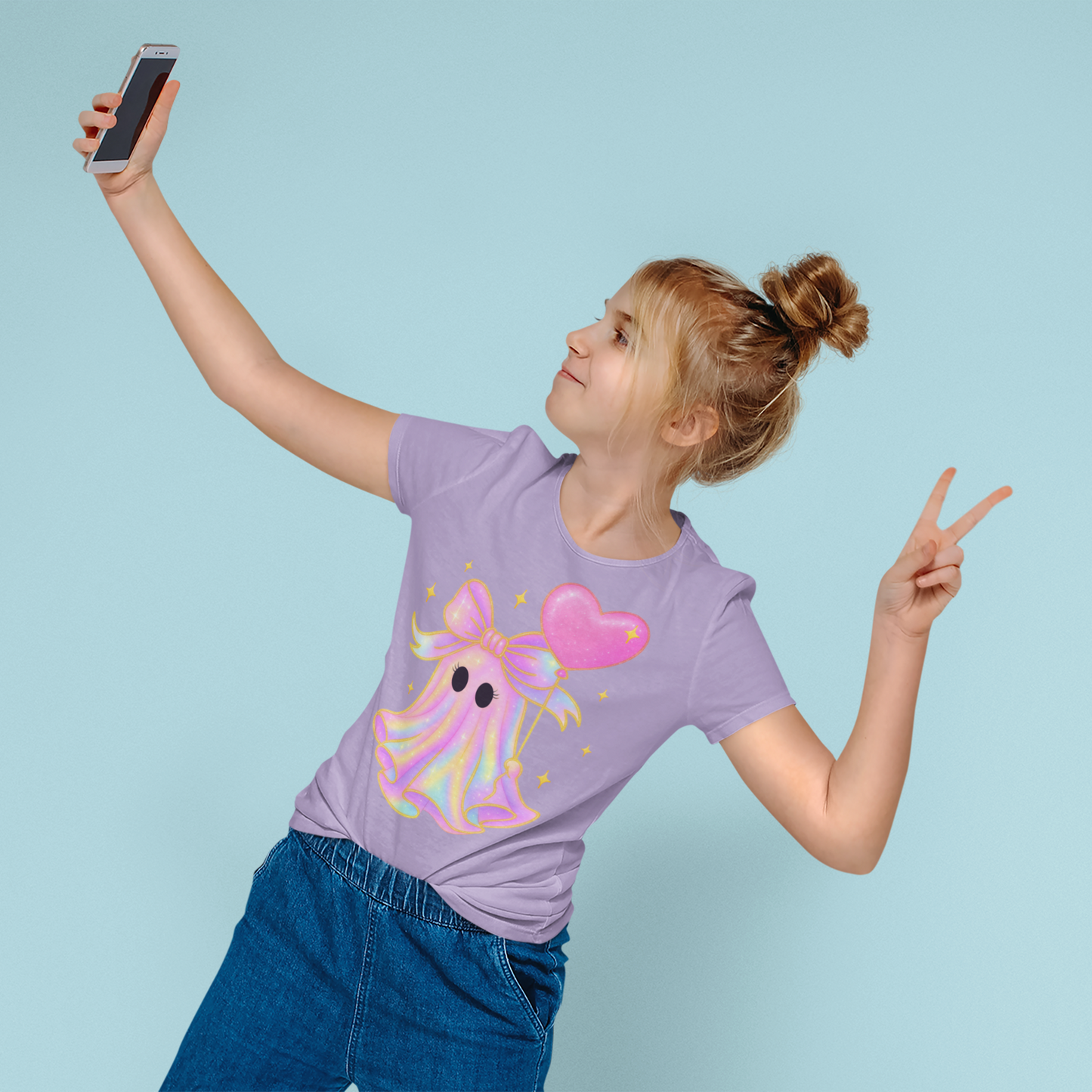 Sweetheart Ghost Graphic Tee Youth Graphic Tee Tea Shirt Shoppe YS Lavender