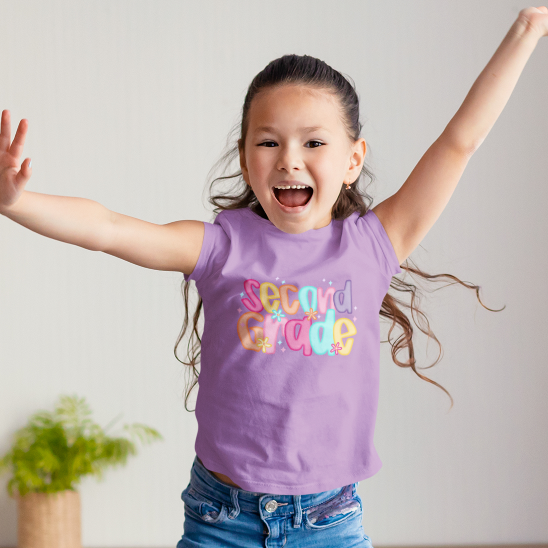 Groovy Grade Vibes Series Toddler Graphic Tee Youth Graphic Tee Tea Shirt Shoppe 2nd Grade Small