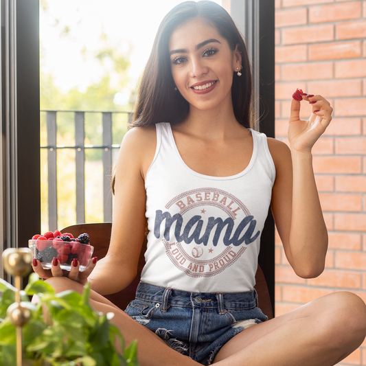 Baseball Mama Loud And Proud Graphic Tank Tank Tea-Shirt Shoppe