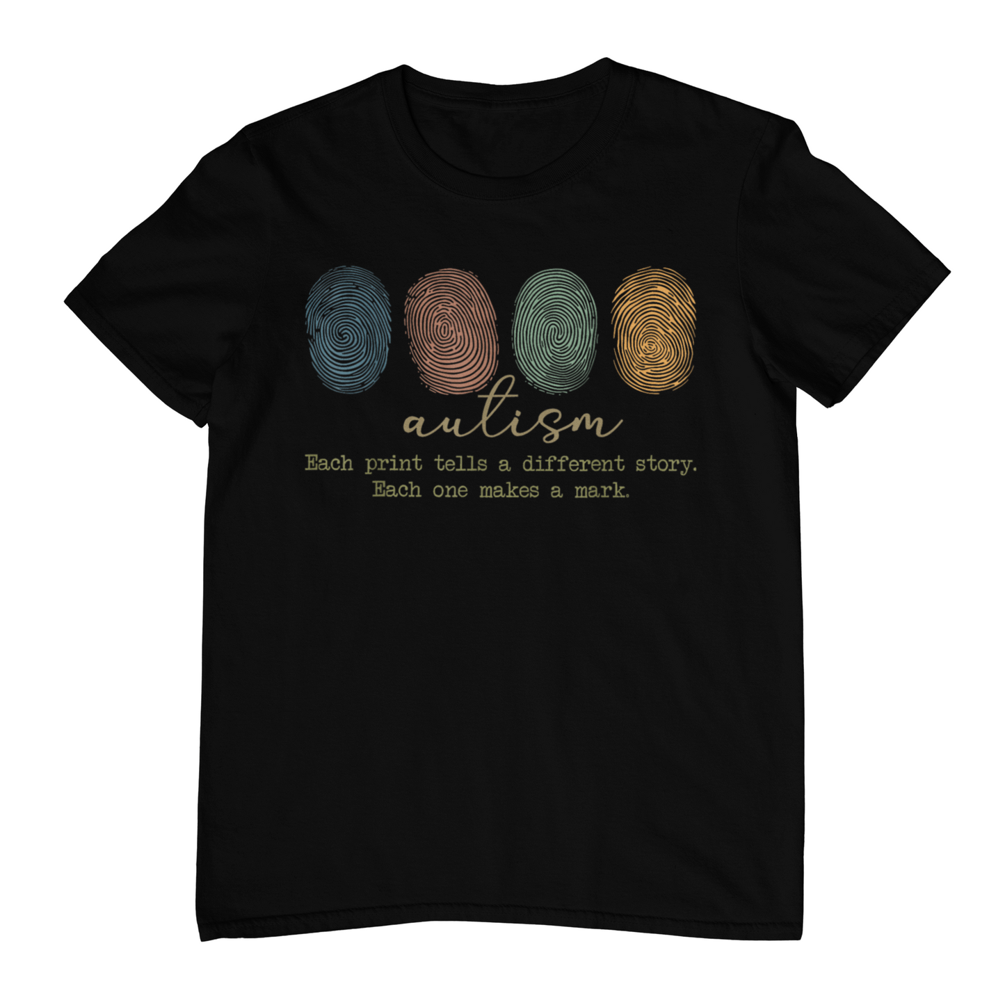 Autism Awareness “Every Print Makes a Mark” Tee T-shirt Tea Shirt Shoppe