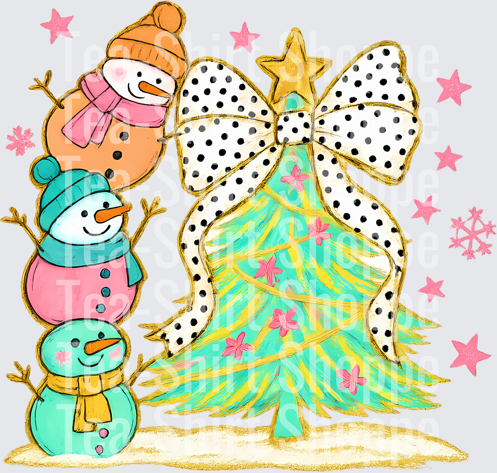 Coquette Glitter Christmas Snowman png