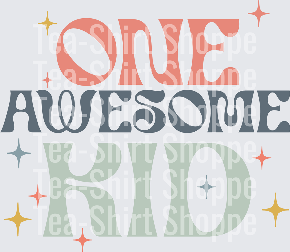 One Awesome Kid Retro Groovy Typography with Sparkles