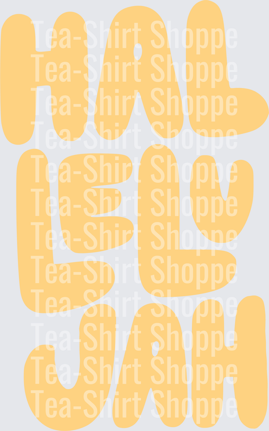 Hallelujah Retro Bubble Letter Typography in Yellow