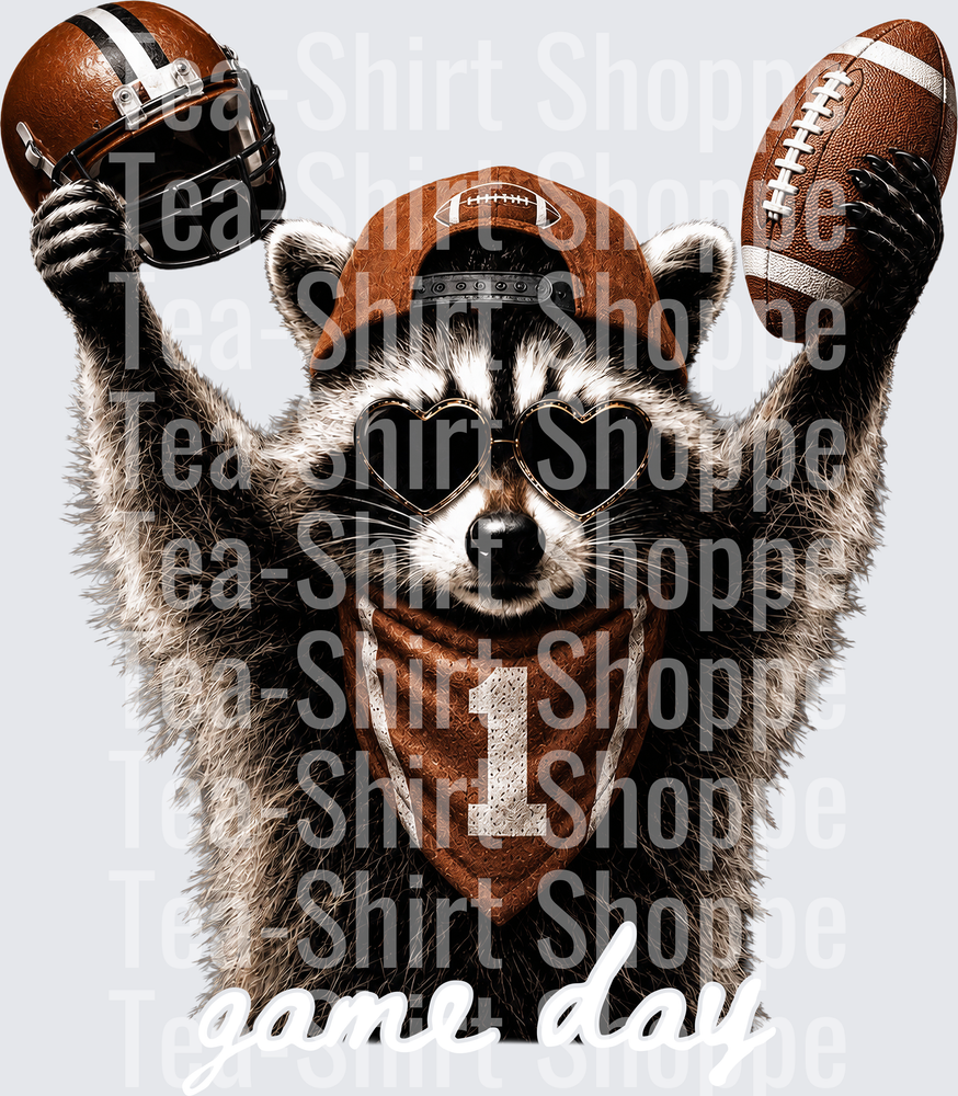 Game Day Raccoon Football Fan Heart Sunglasses Number 1