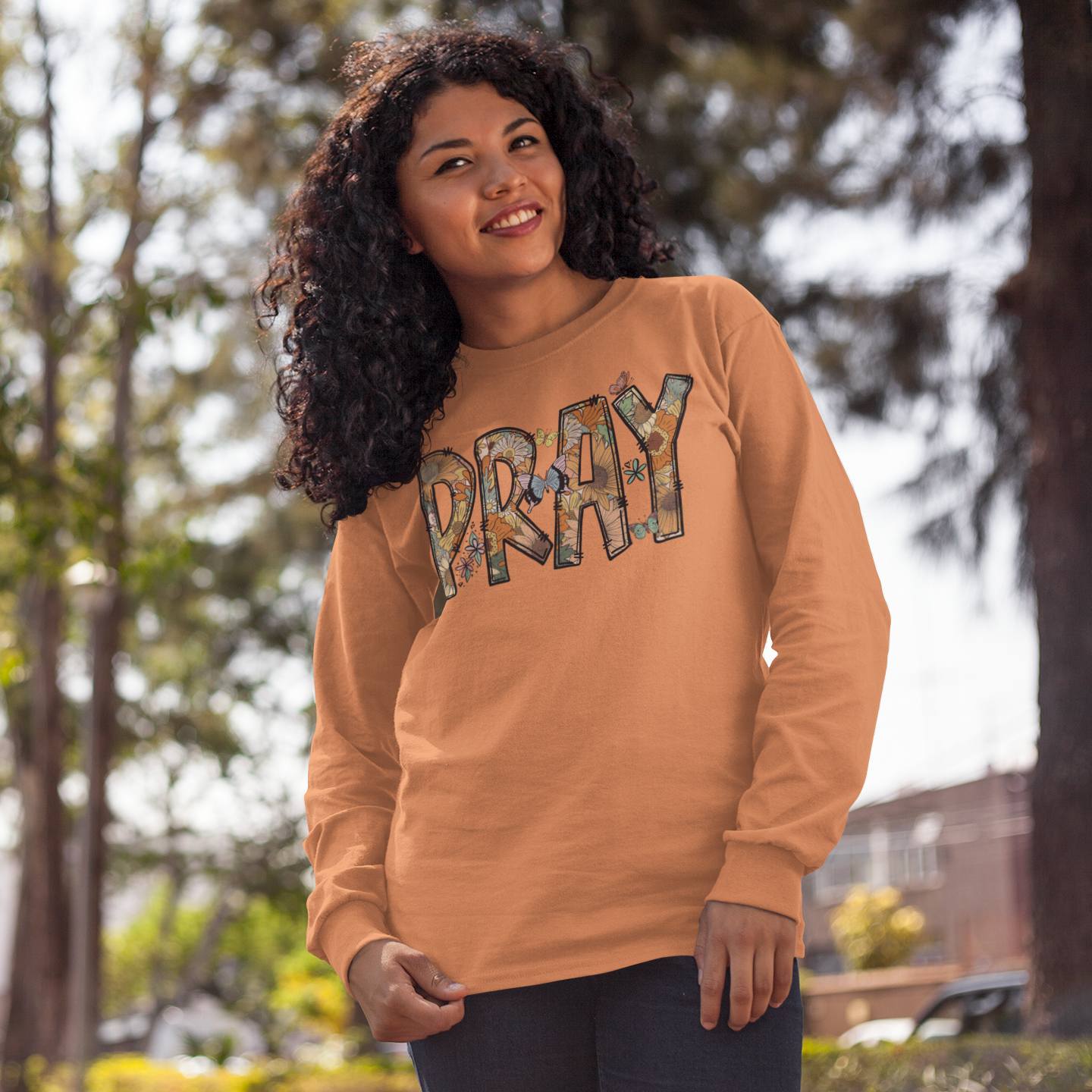 Whispered Petals Graphic Sweatshirt Graphic Sweatshirt Tea Shirt Shoppe S Tangerine