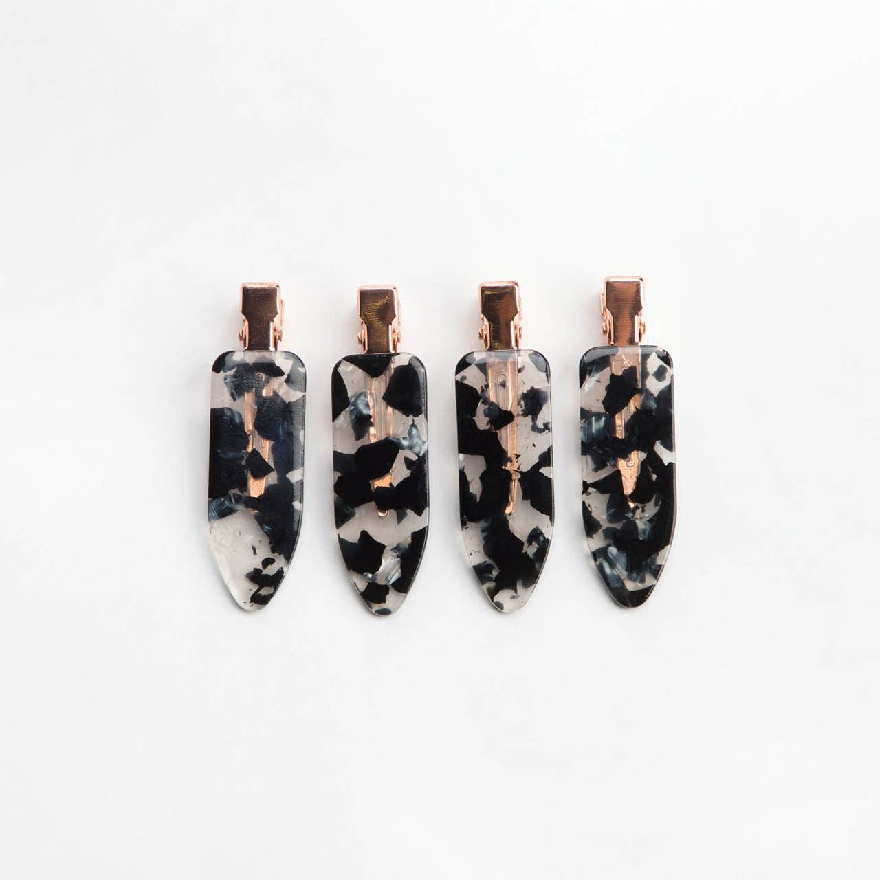 Creaseless Clips 4pc Set - Black Terrazzo Hair Clips KITSCH