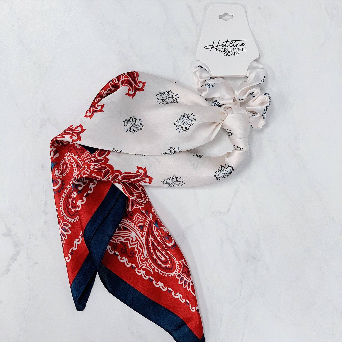 Red & Navy Handkerchief Scrunchie Scarves Scruchie Scarf Shop Hotline