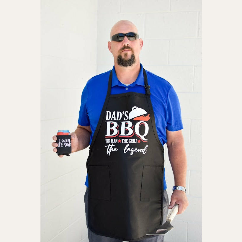 Dad's BBQ Black Apron Aprons Tea Shirt Shoppe