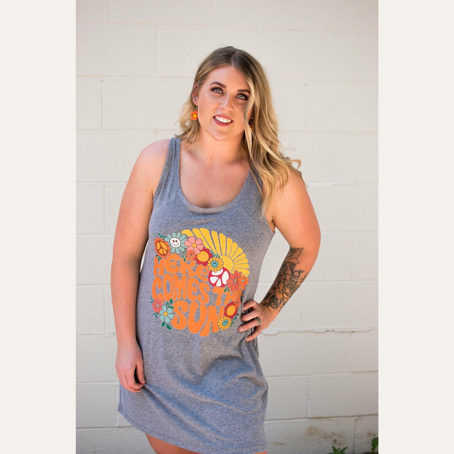Here Comes the Sun Racerback Dress Dresses Tea Shirt Shoppe