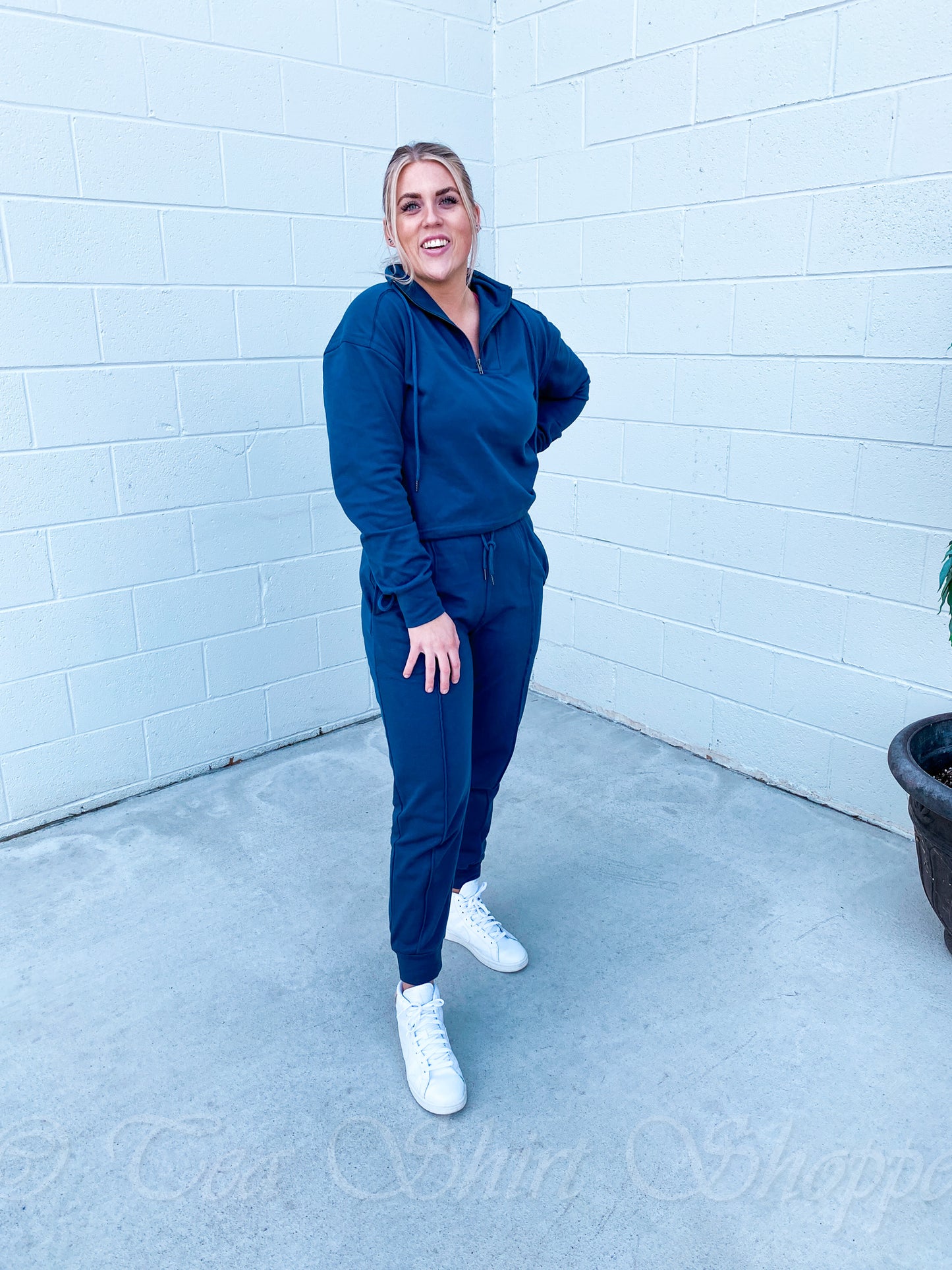 Cotton French Terry Cropped Pullover - Indigo Pullover Kimberly C
