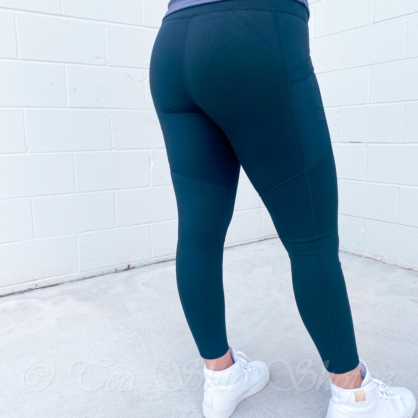 Black High Rise Mesh Pocketed Leggings Activewear Kimberly C