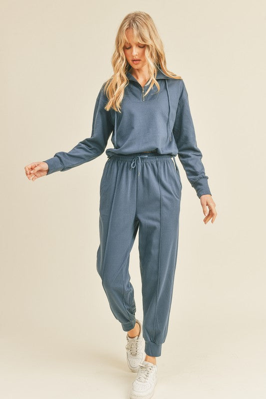 Cotton French Terry Cropped Pullover - Indigo Pullover Kimberly C
