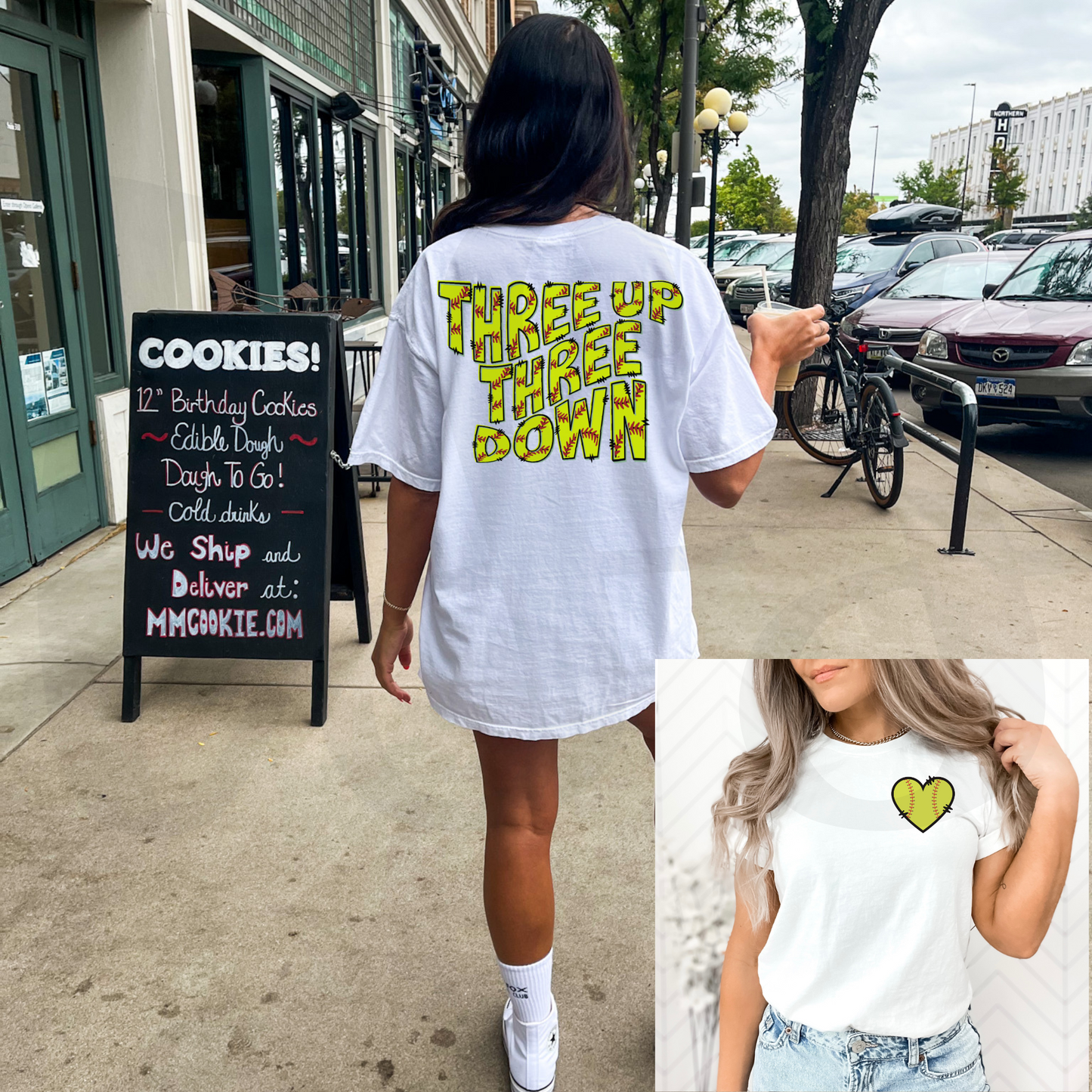 Three Up Three Down Softball DTF Print Transfer