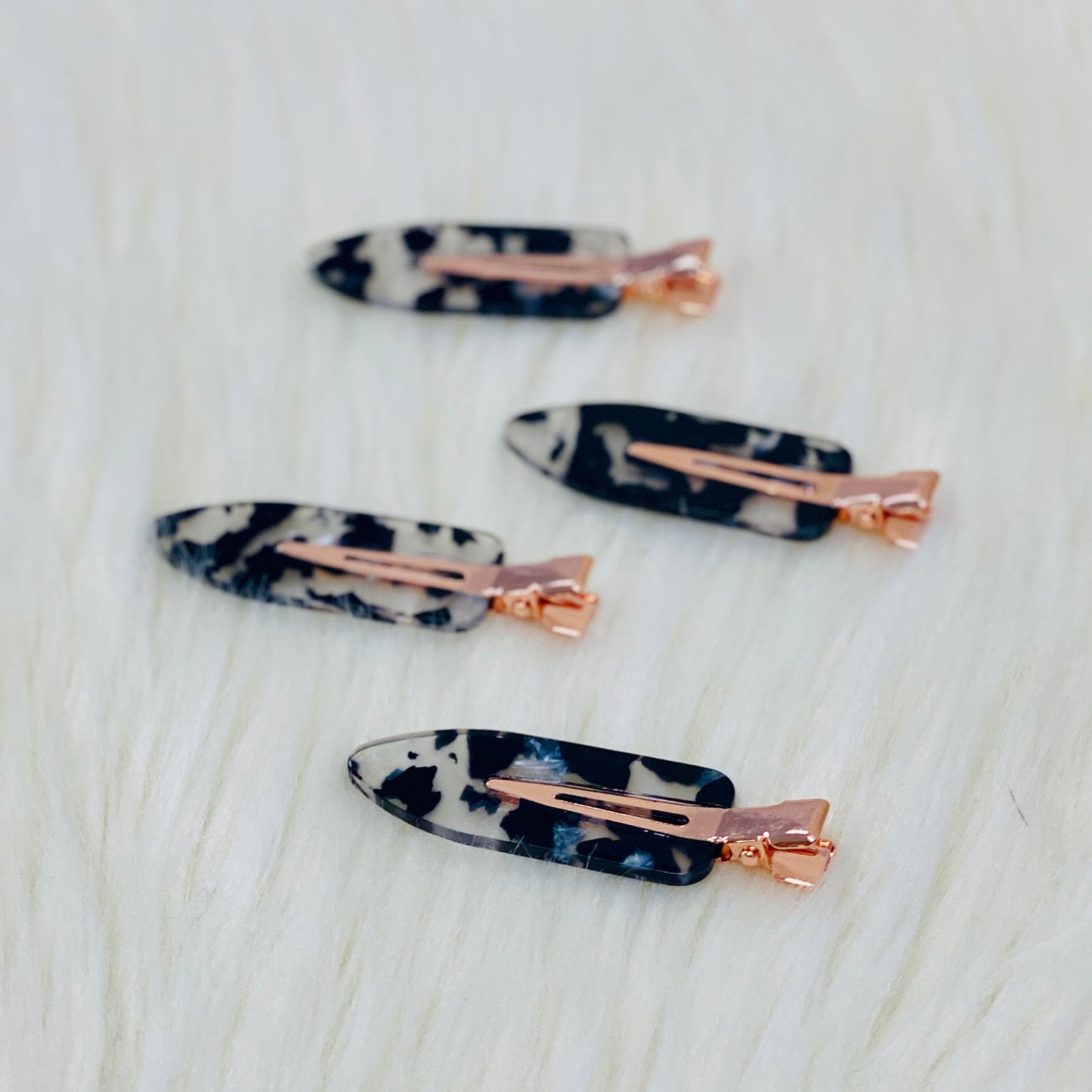 Creaseless Clips 4pc Set - Black Terrazzo Hair Clips KITSCH