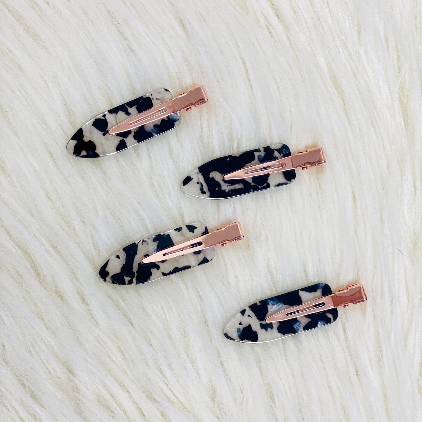 Creaseless Clips 4pc Set - Black Terrazzo Hair Clips KITSCH