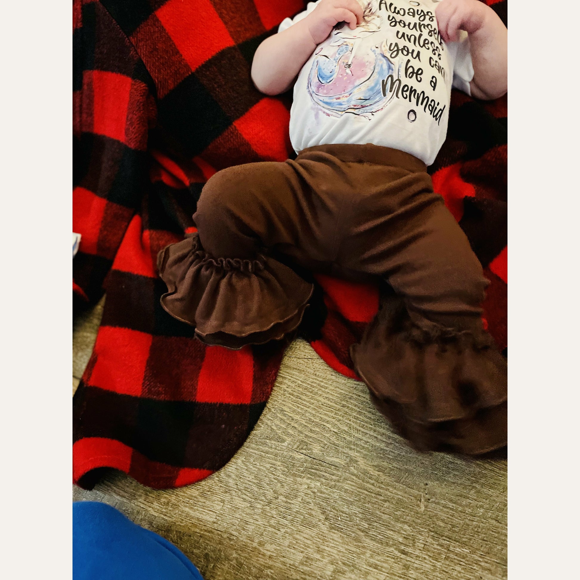 Chocolate- Cotton Tulip Ruffle Leggings girl clothing marie nicole