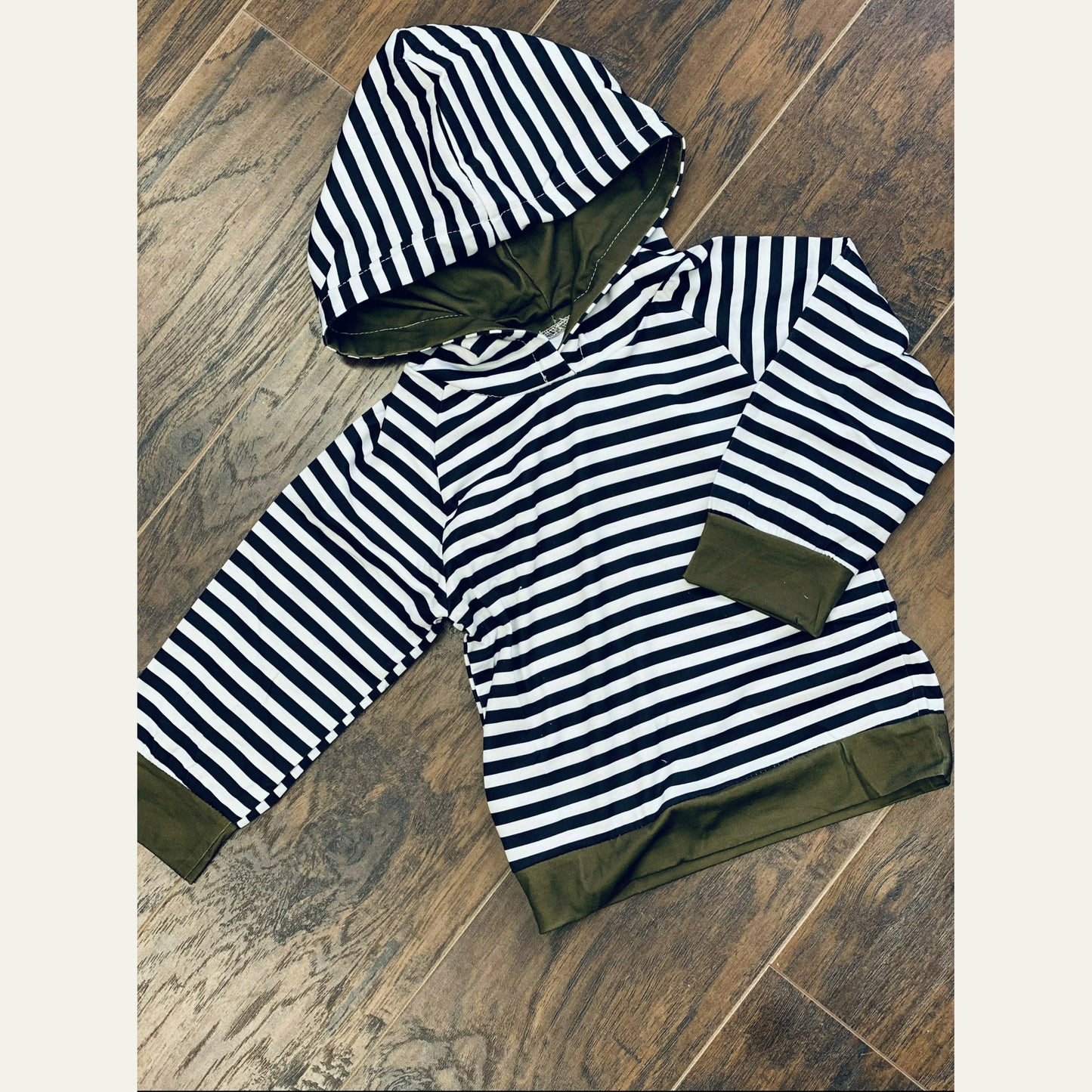 Green & Striped Hoodie Boy & girl clothing marie nicole