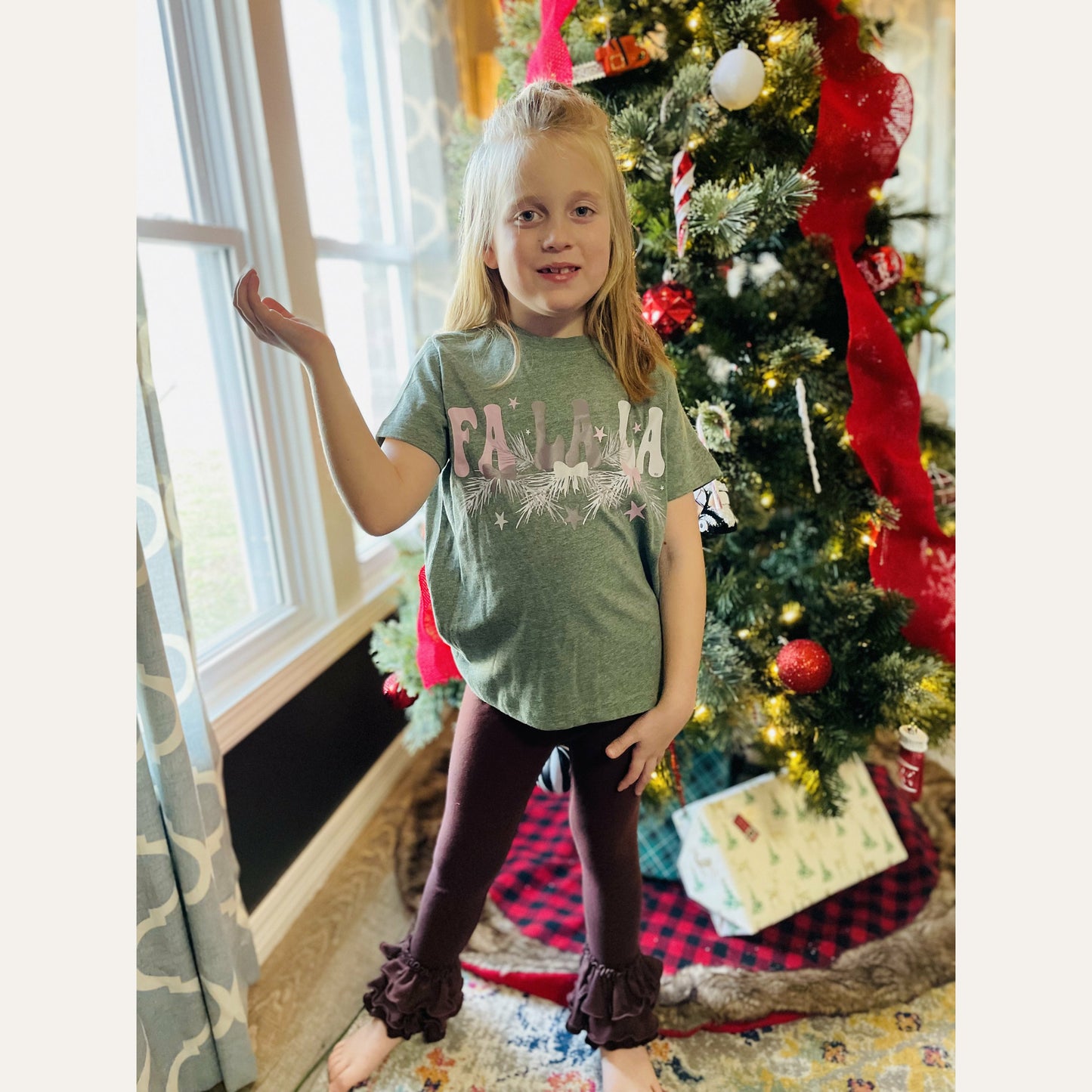 Chocolate- Cotton Tulip Ruffle Leggings girl clothing marie nicole