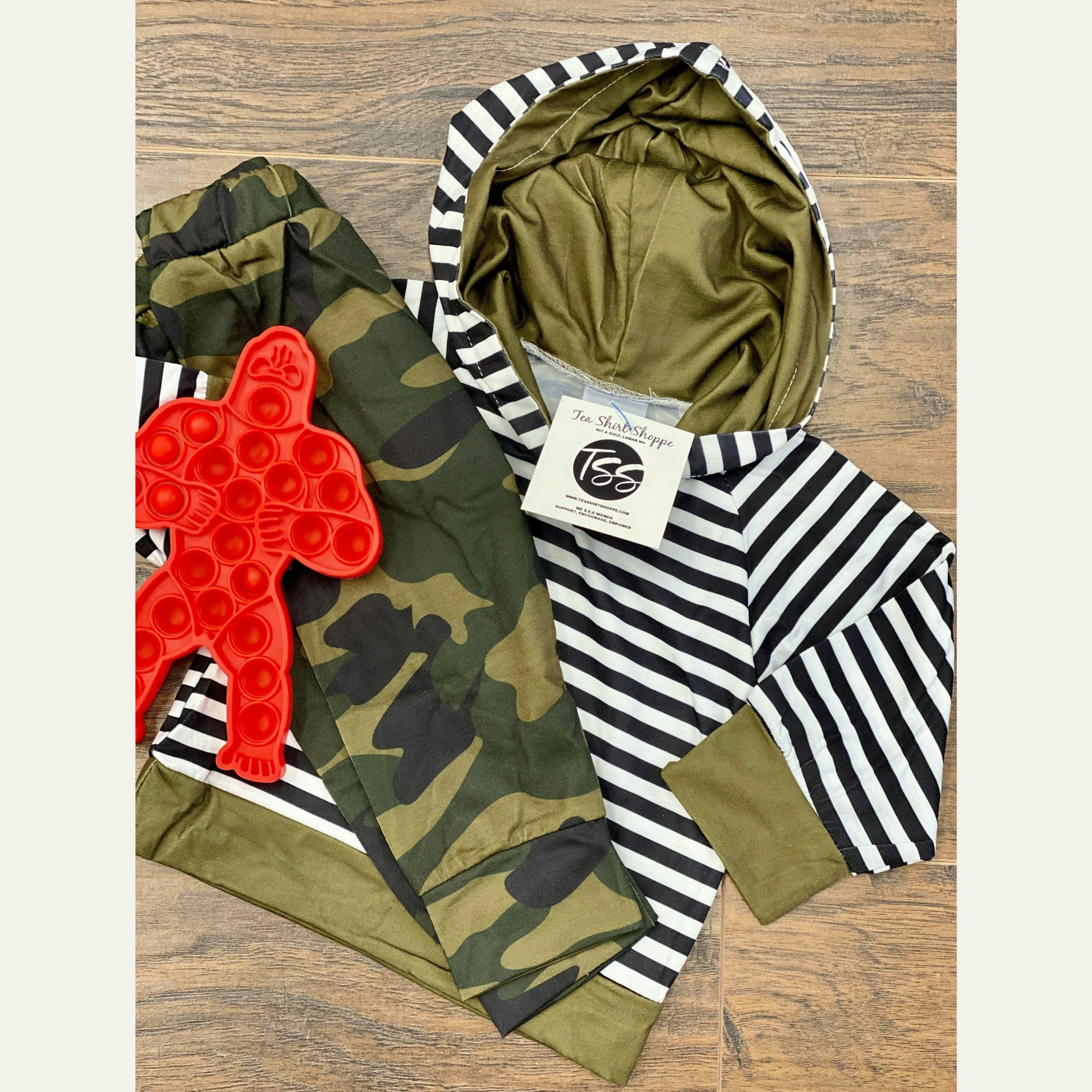 Green & Striped Hoodie Boy & girl clothing marie nicole