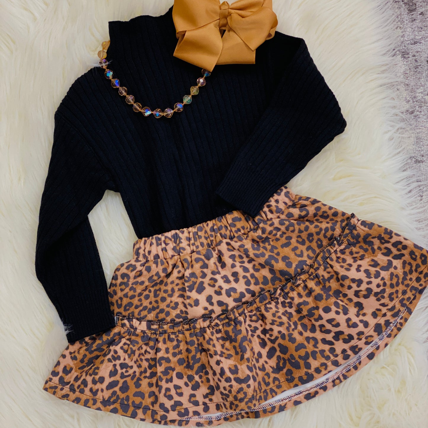 Leopard  Tiered Skirt girl clothing marie nicole