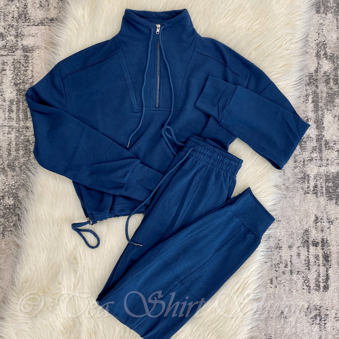 Cotton French Terry Cropped Pullover - Indigo Pullover Kimberly C
